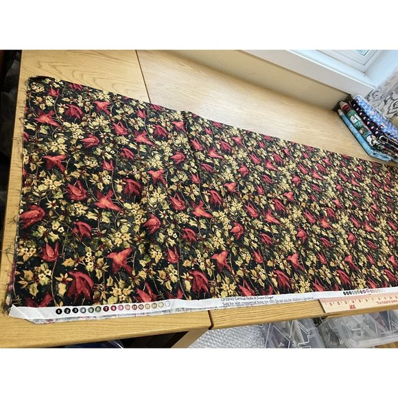 Fabric - Susan Winget "CARDINAL HOLLY" Birds, 100% Cotton - 1.50 Yards - NEW - Picture 14 of 14
